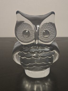 Vintage Viking Clear Glass Owl Figurine